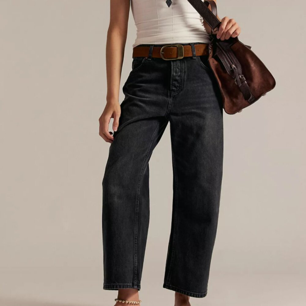 Free People Black Boyfriend Jeans
